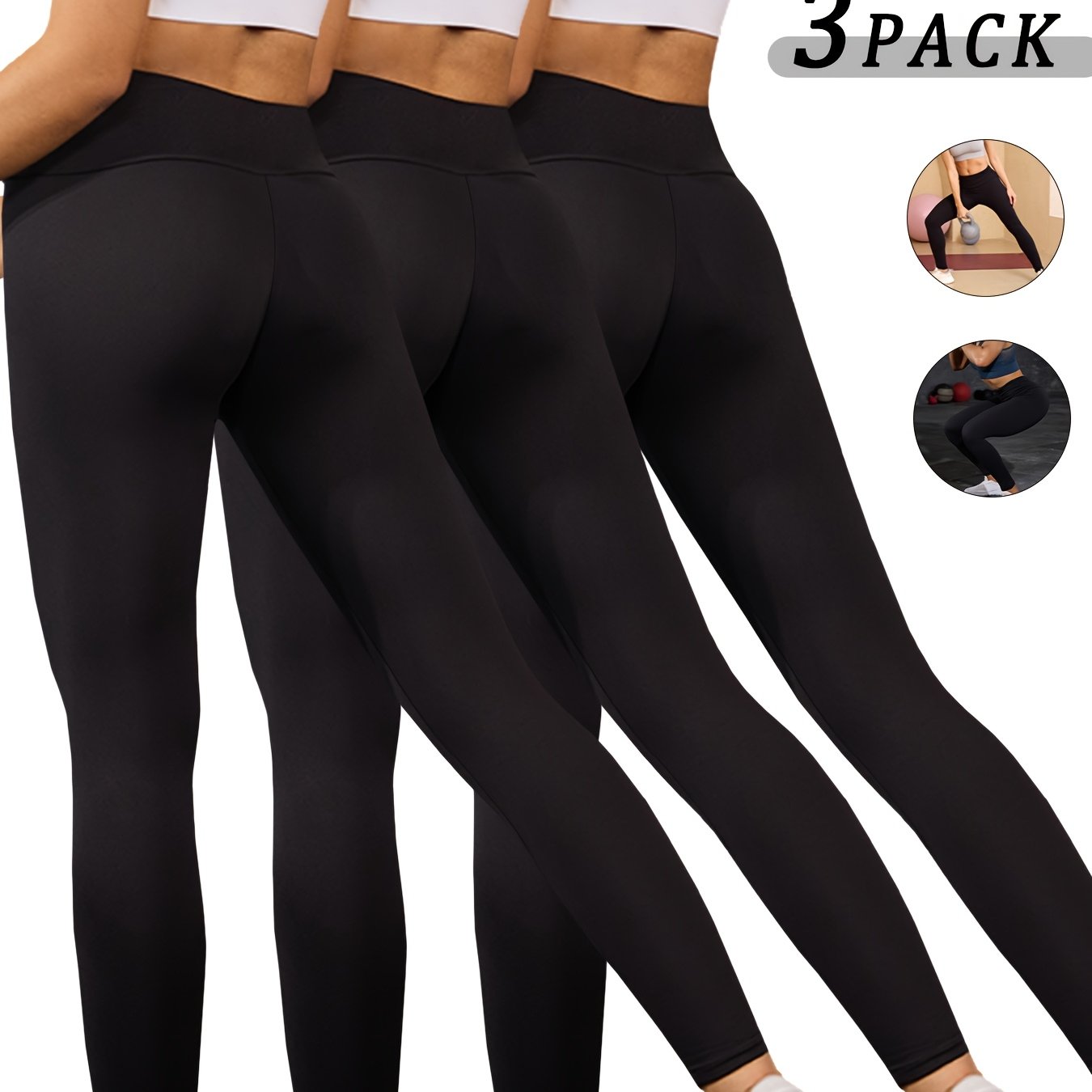 3 Pack Super Soft Leggings For Women, High Waisted Tummy Control No See Through Workout Yoga Running Pants Leggings