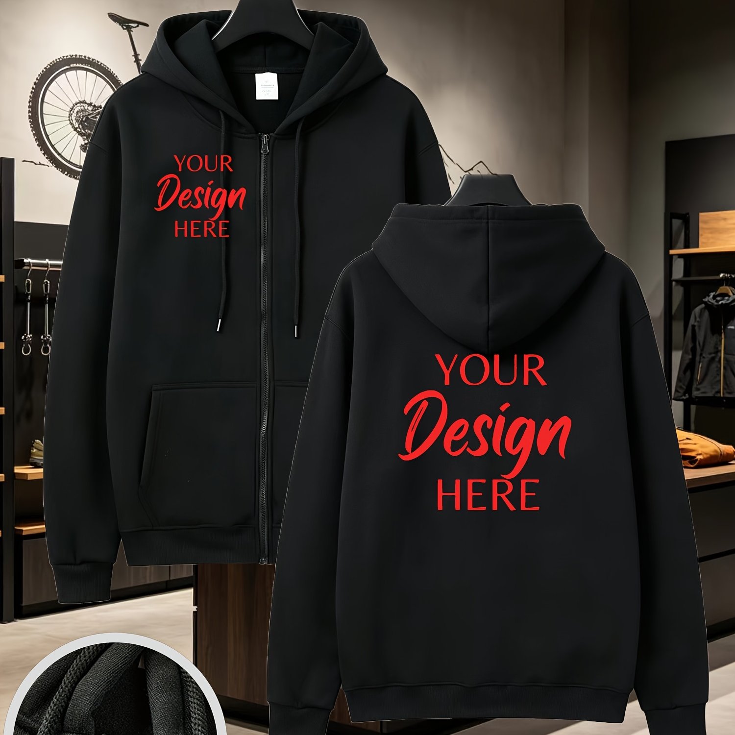 TEMU Unisex Custom Photo/text Hooded Jacket - Printed Casual Sweatshirt, Suitable As A Gift, For Brand Promotion, Team Uniforms, Family Matching