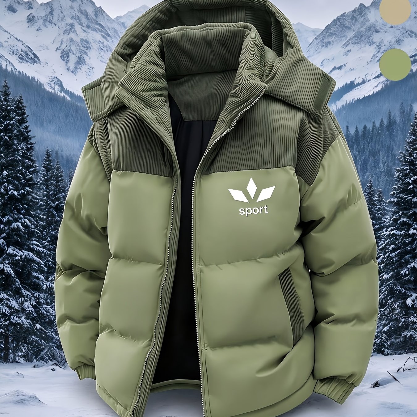 Men's Thickened Warm Hooded Jacket with Print Design