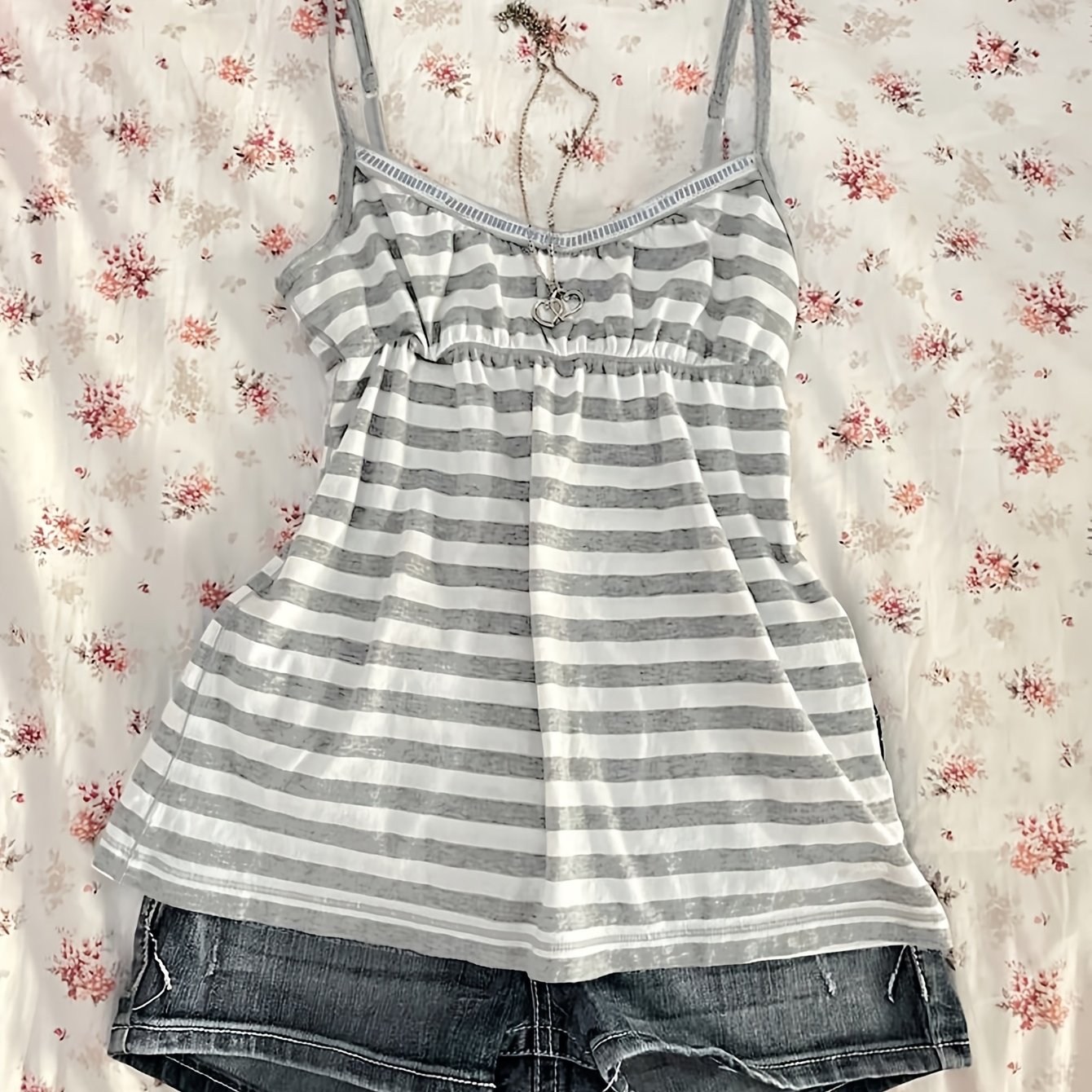 TEMU Summer Casual Vintage Style Striped Women's Camisole