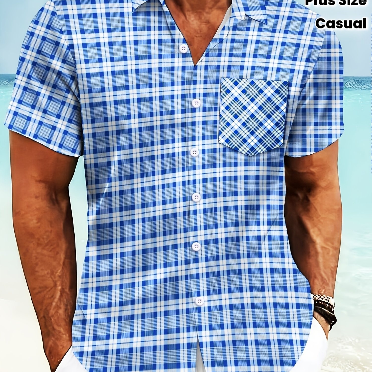 TEMU Men's Plus Size Casual Shirt, Plus Size Men's Short Sleeve Shirt, Comfortable Loose Short Sleeve Top, Fashion Casual Shirt, Lapel Open Cardigan