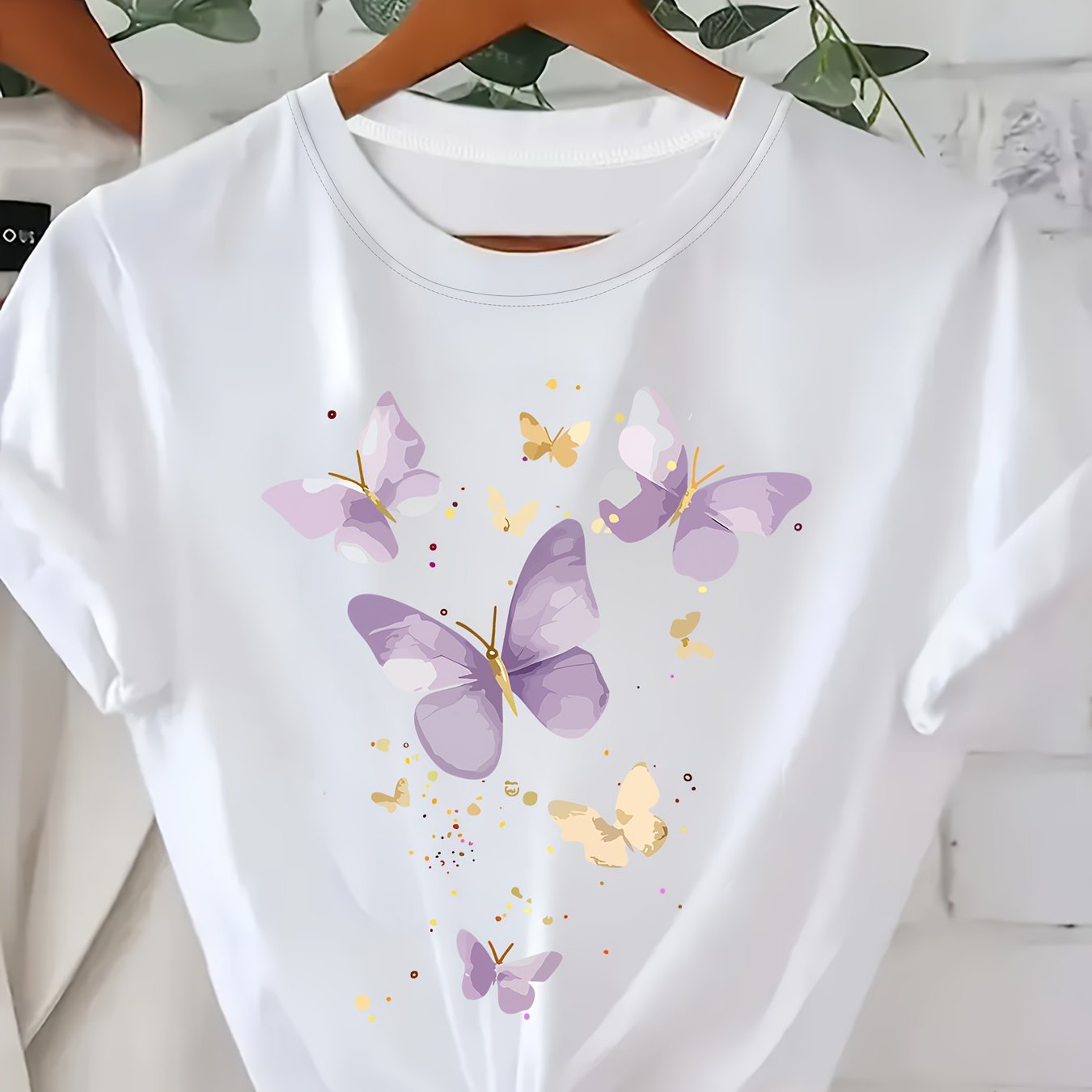 E-shop Plus Size - Plus Size - Plus Size Kurzarm Musterdruck Mode Rundhals Damen Top T-Shirt