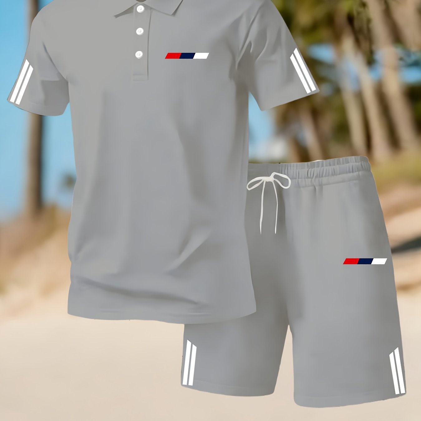 TEMU Street Date Beach Travel Casual Set Men's Golf Shirt Outdoor Light Sports Two-piece Suit
