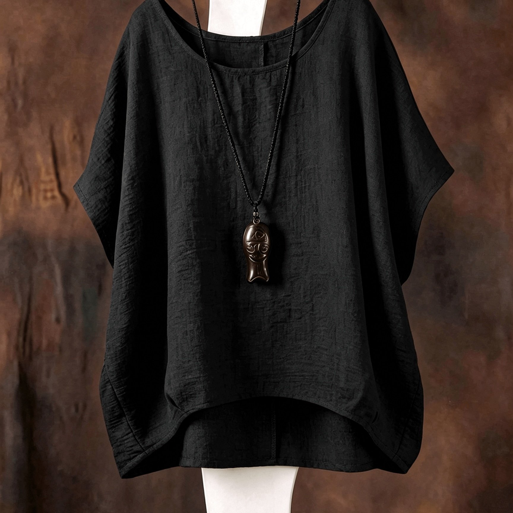 TEMU Plus Size, Plus Size Round Neck Simple And Stylish Casual Daily Vacation Solid Color Fashionable European And American Ethnic Style Vintage Lazy