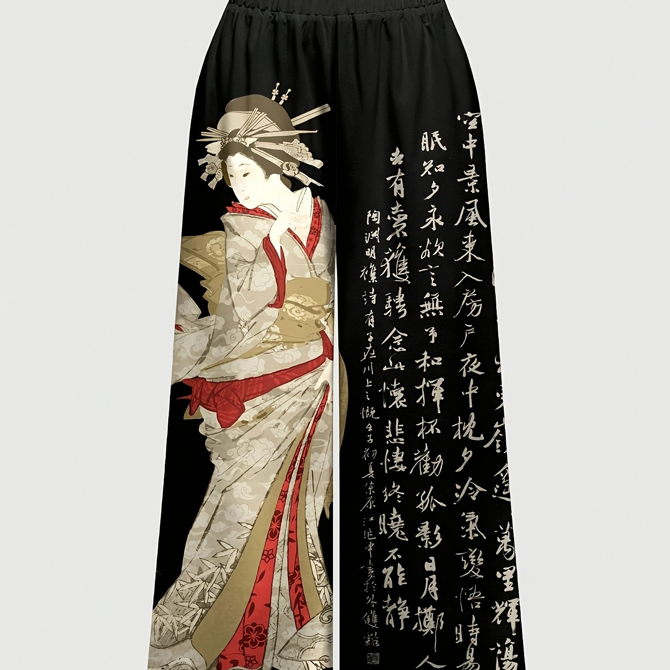 TEMU Women's New Chinese-style Calligraphy Wide-leg Trousers