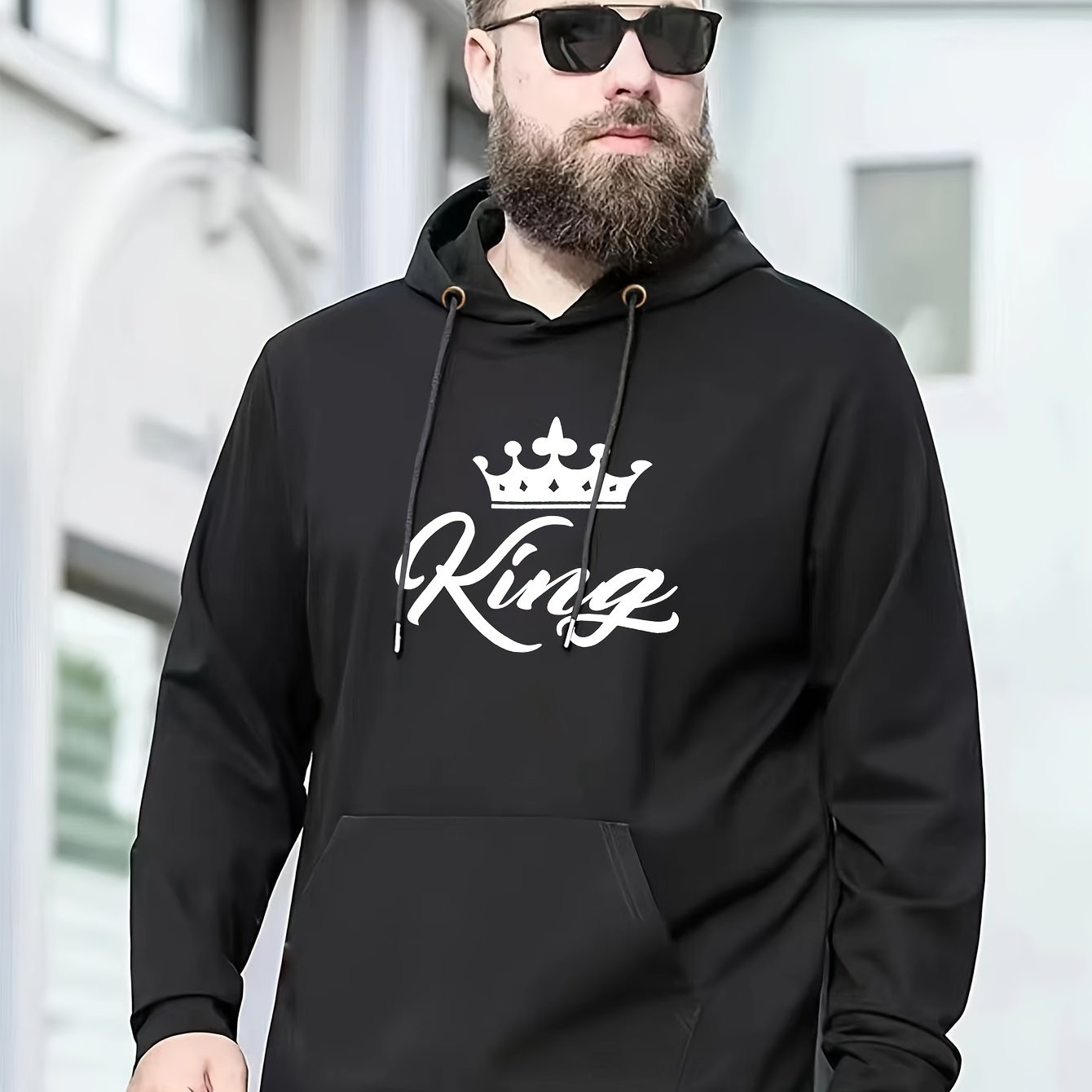 TEMU Autumn And Winter Brand Printed Youth Outerwear Top With Enlarged And Fat Added Pullover And Plush Hoodie, Plus Size