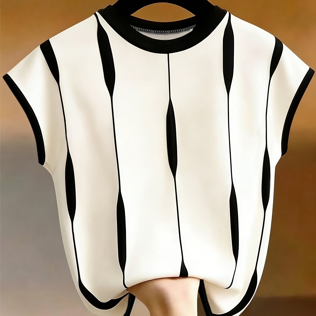 TEMU Autumn/winter Women' And Stylish Crew Neck Striped T-shirt, Comfortable, Soft, Slim-fitting, And Figure-flattering Top, Casual And Versatile
