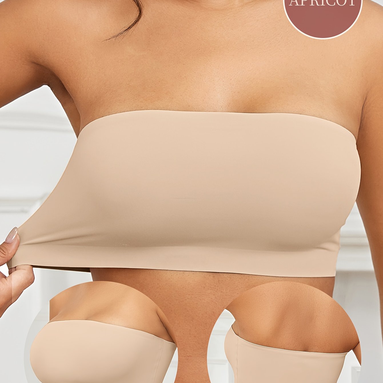 A Single-piece Solid Color Strapless Dress For Women, Without Shoulder Straps, Seamless, Traceless, Rims Or Chest Pads. Suitable For Daily Casual Wear, Home Use And As An Inner Layer For Dresses