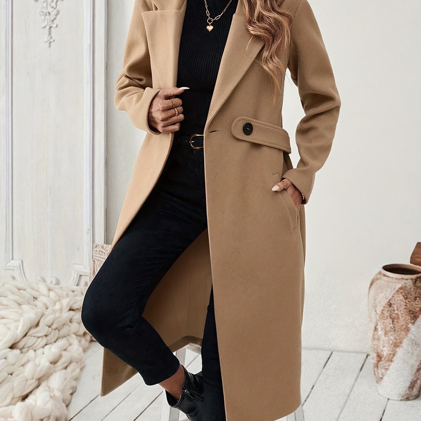 00’s Belted long coat vintage-00s-men-belted-wool-
