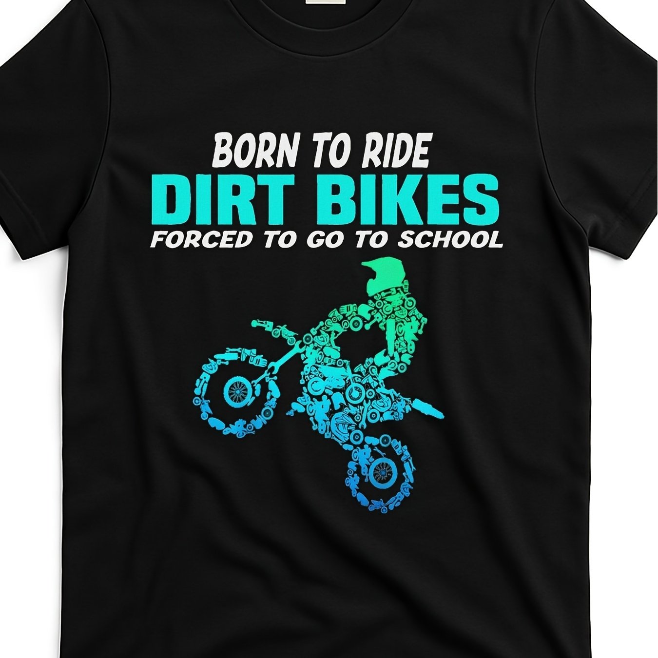 TEMU T-shirt humoristique pour garçon motocross Born Ride Dirt Bikes Forced to Brd8262388 - Image du produit - Cadeau unisexe - Sortie décontractée -