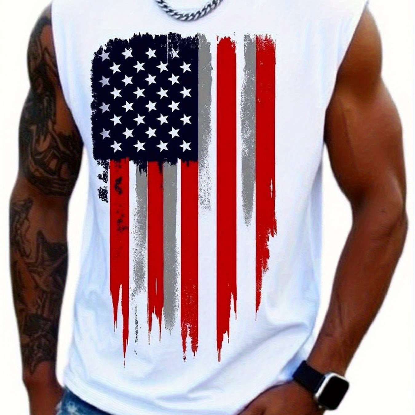 TEMU Men's Fashion Sleeveless Training Vest With 3d Full-body Print Design, Perfect For Casual Wear And Summer Parties. Breathable And Quick-drying