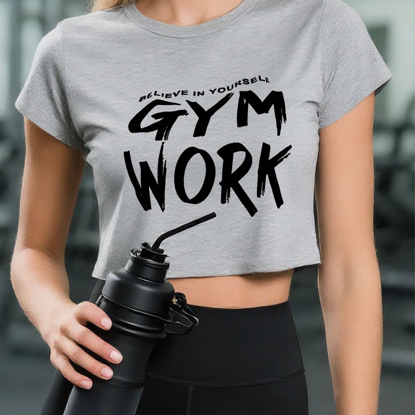 TEMU 1pc | Cropped Navel-baring Top, Gym Work Fitness Printed Pattern, Comfortable Machine-washable Fabric | Apparel - Sportswear - Fitness Wear