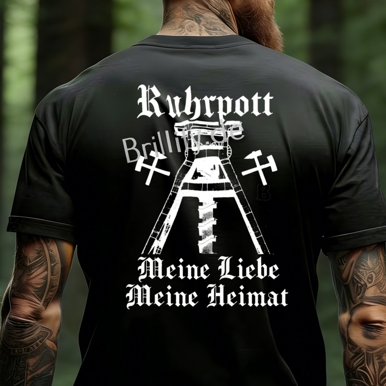 Men's T-shirt Black Design With Text Meine Heimat Forest Outdoor Wear