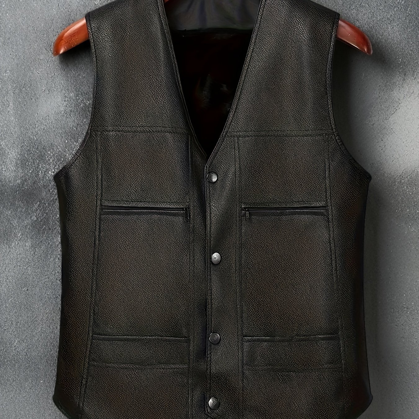 TEMU Men's -lined V-neck Casual Vest For Autumn And Winter, Multi-pocket Warm Jacket, Loose Size, Suitable For 100kg, Men's Gilet