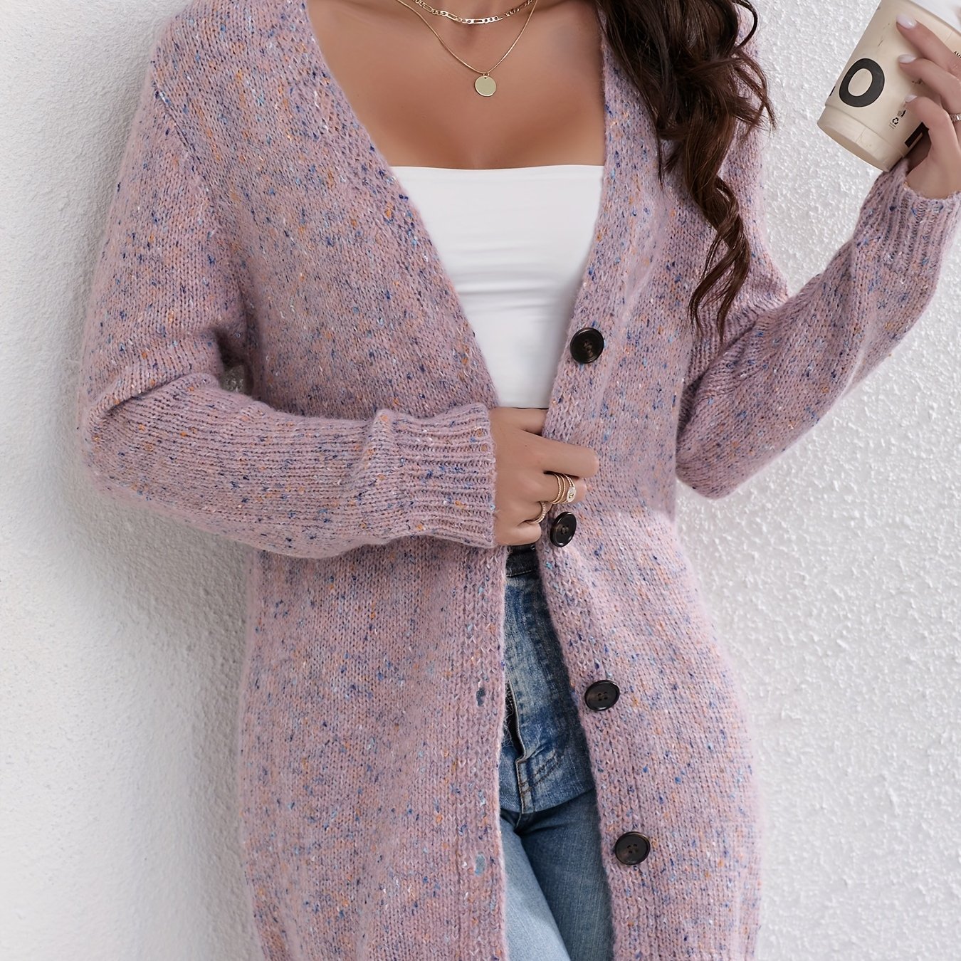Autumn And Winter Sweater Cardigan For Women V-neck Mid-length Jacket
