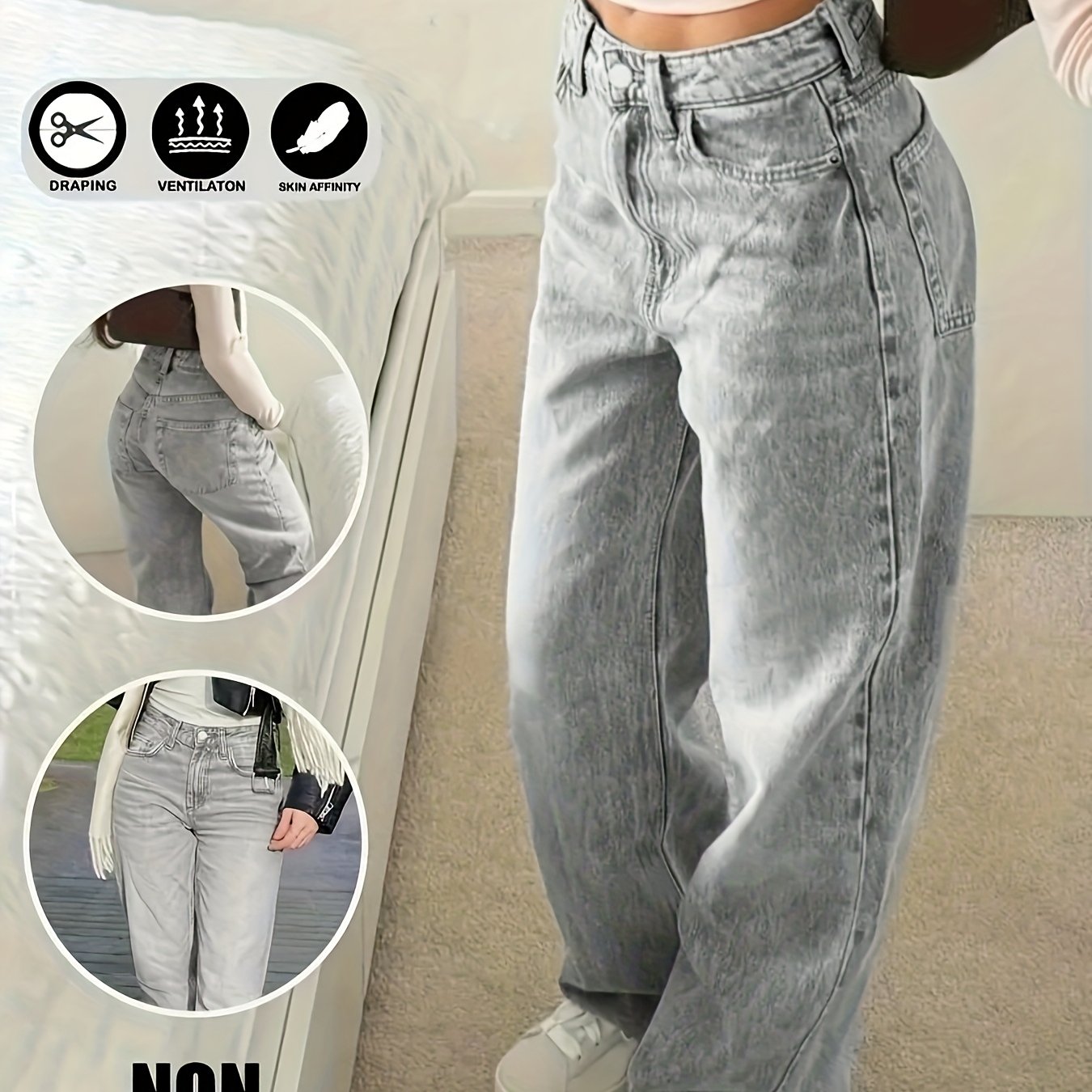 Image of 2026 New Festive Distressed , Directional Development Comfortable All-match Girls' Teen Wide-leg Long Trousers, Back-to-school Basic All-match Style, For Teenager, For Teenager