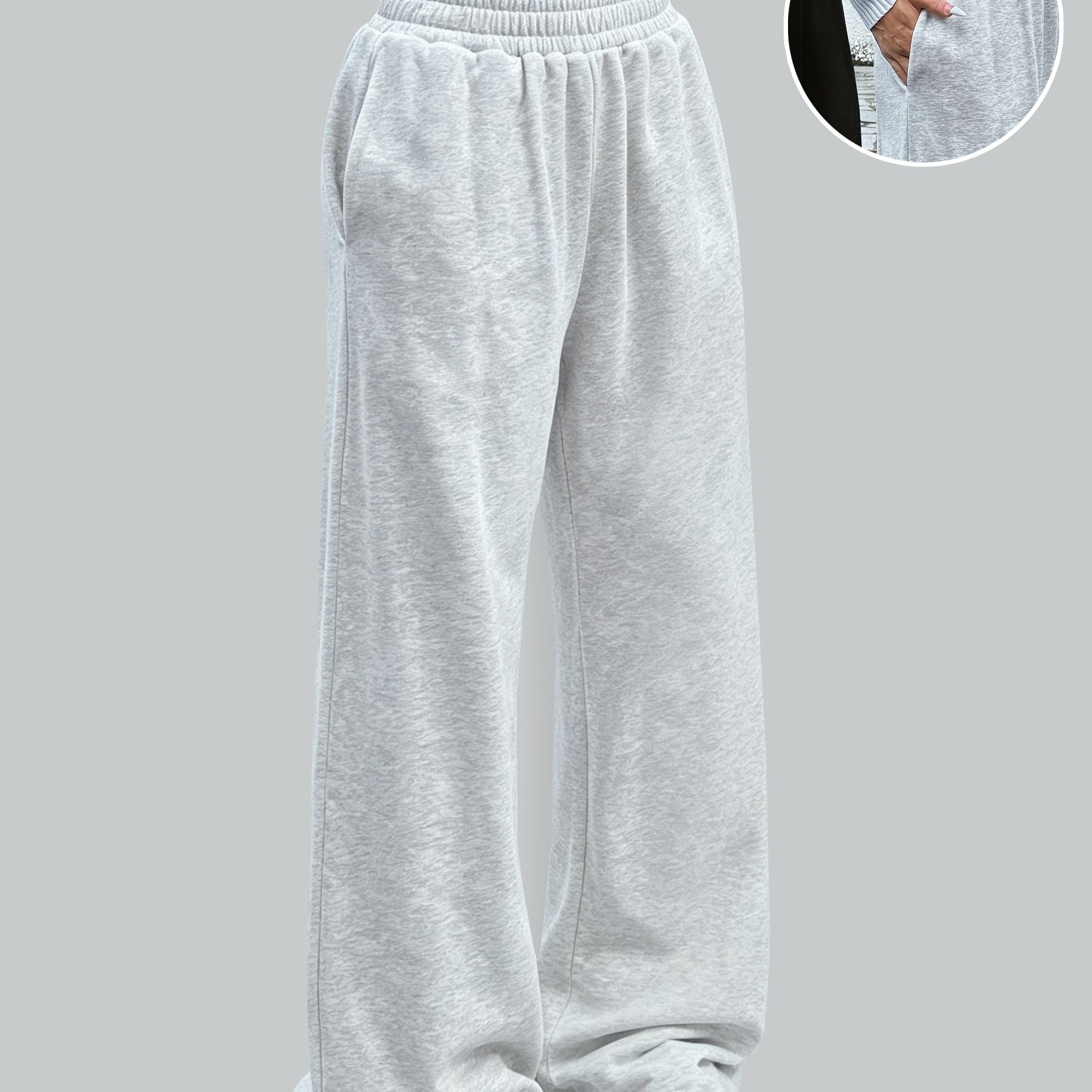 TEMU Lässige Damen Hose mit lockerem, einfarbigem Stretch-Bund und