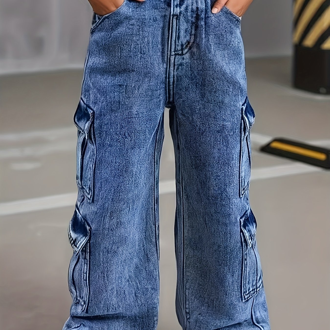 Street-style Cool Casual Denim Pants | Multi-pocket , Wide-leg Jeans, Must-have Fashion Statement For Girls