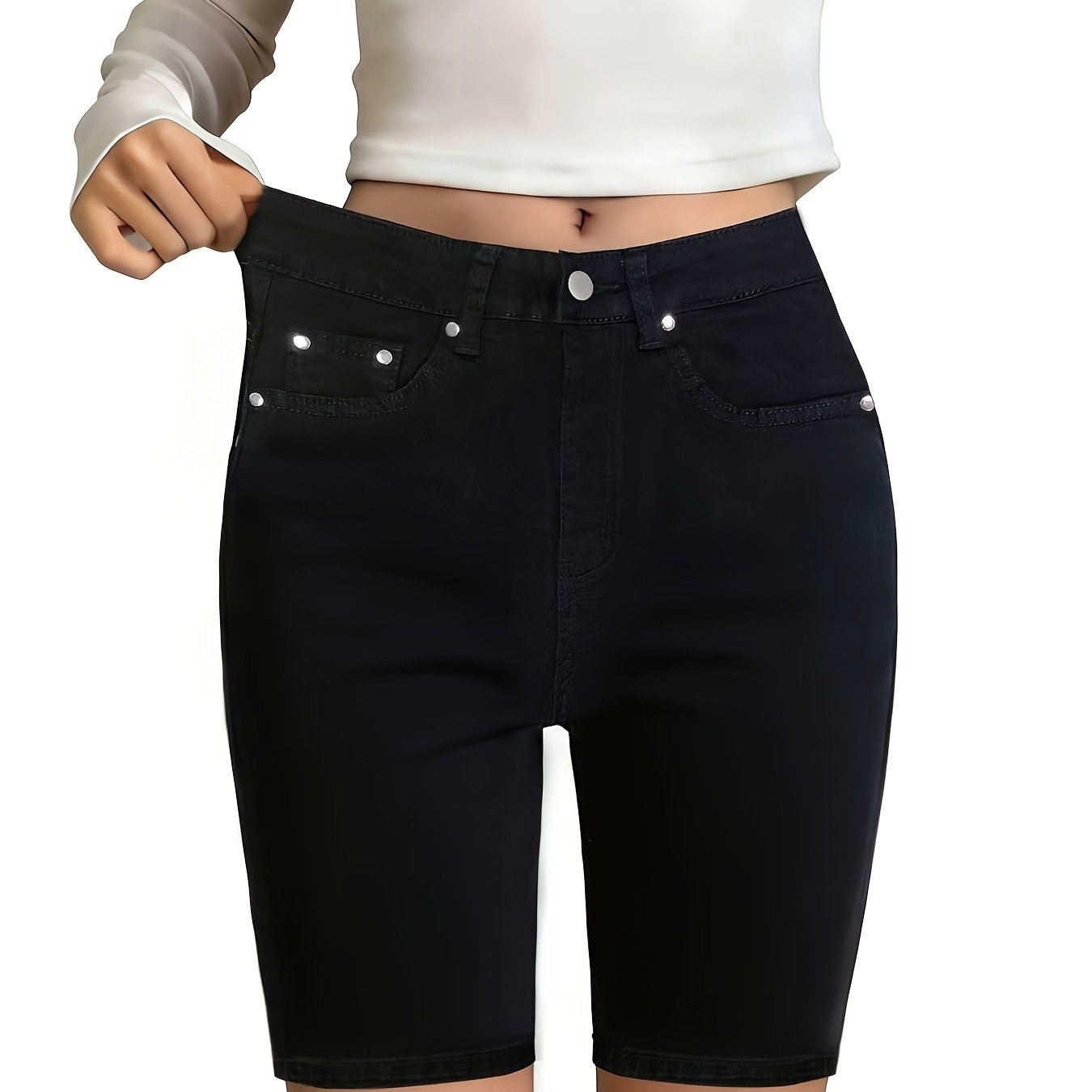 Women's Fashionable Versatile -fit Flattering Mid-length Pants Denim Shorts