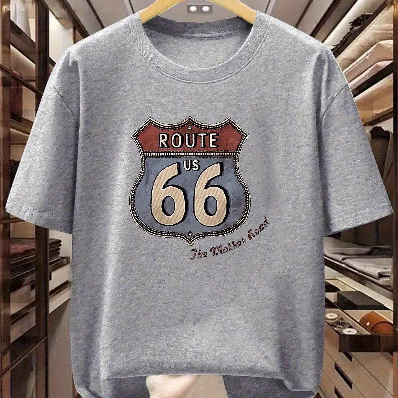 Image of Plus Size Men's T-shirt 100%cotton Men's Route Graphic T-shirt Comfortable Casual Short-sleeved T-shirt In Summer, Plus Size