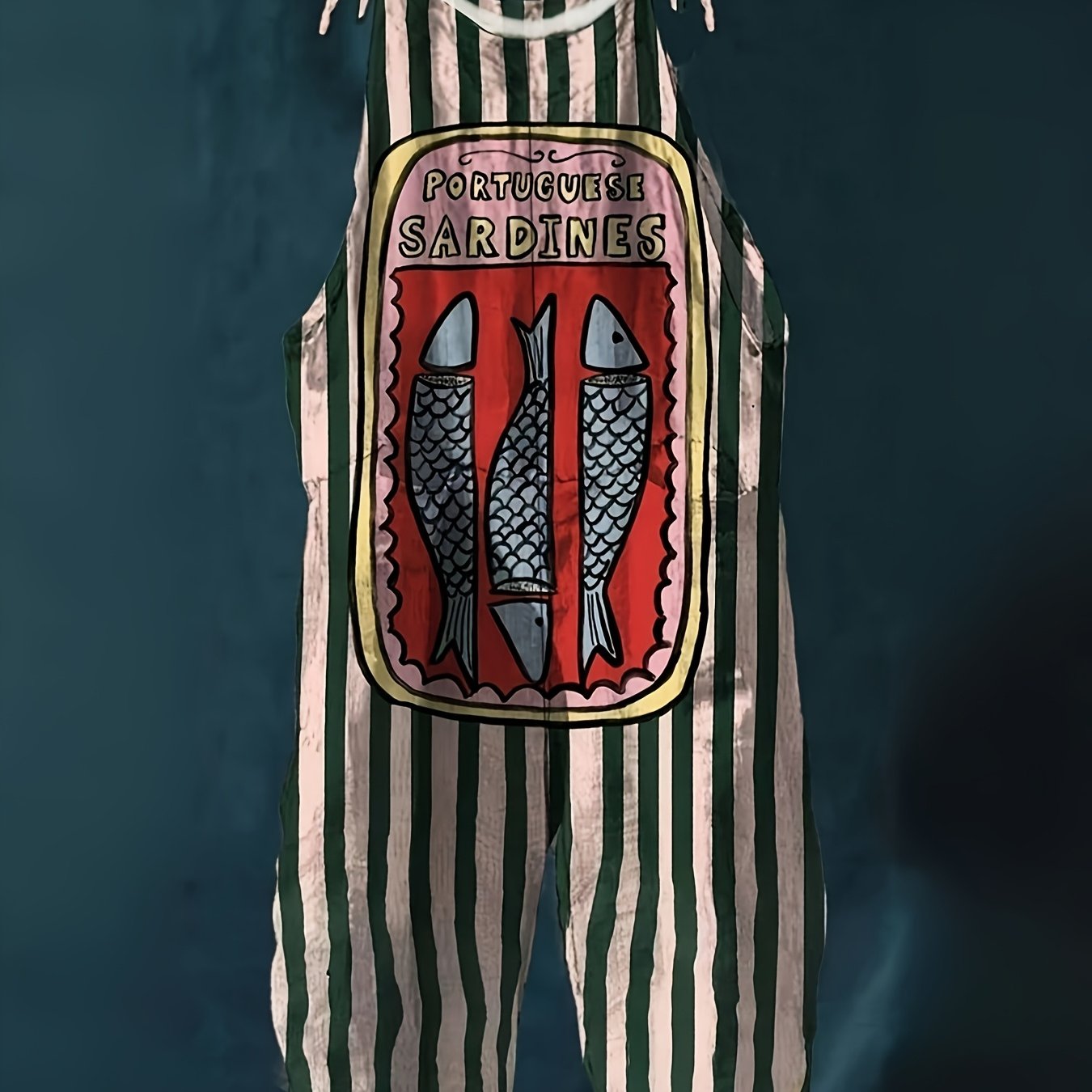 TEMU Women's Fashion Striped Cartoon Canned Fish Overalls -0464