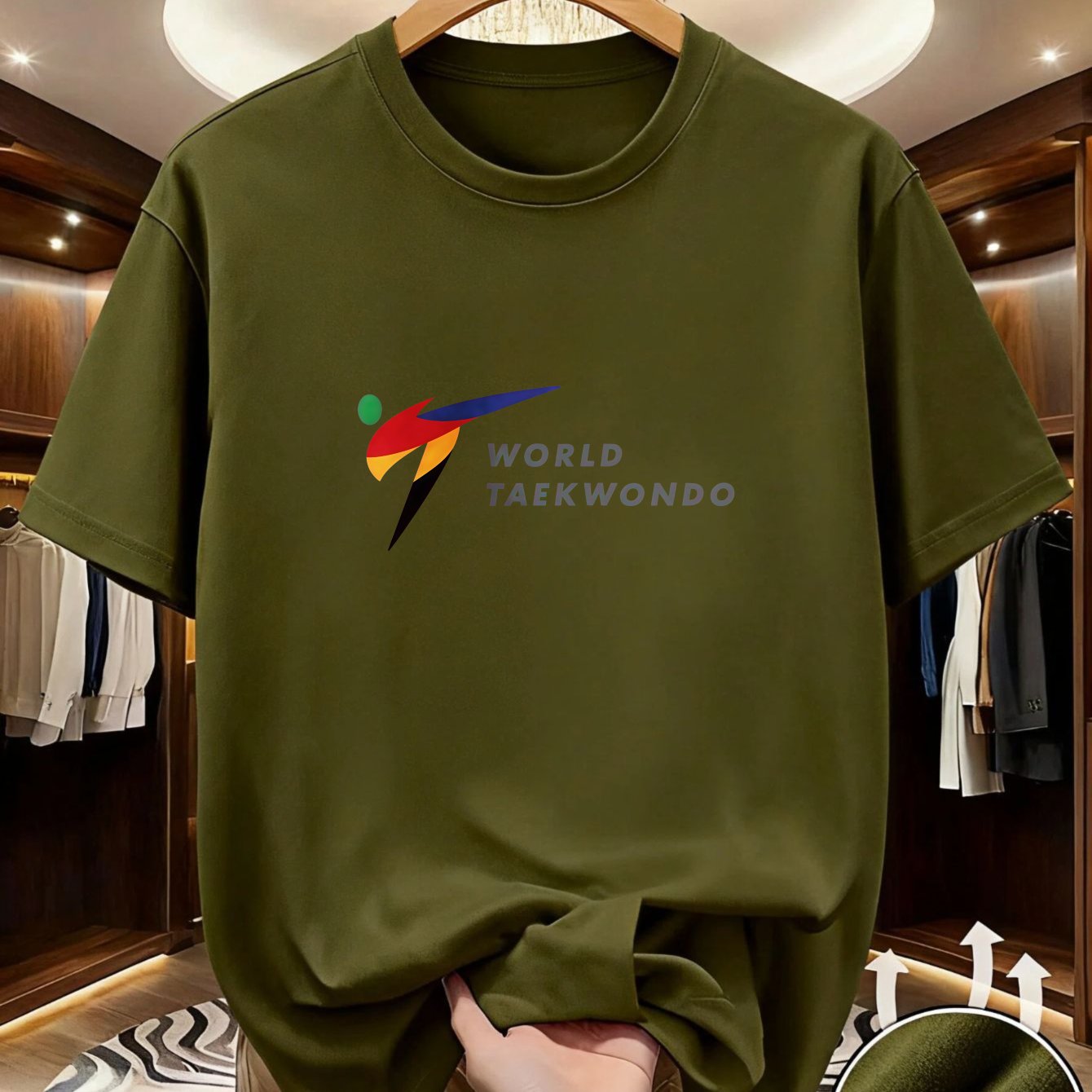 TEMU Mens Taekwondo Logo Design Sporty Style For Casual Wear And Training Summer Season