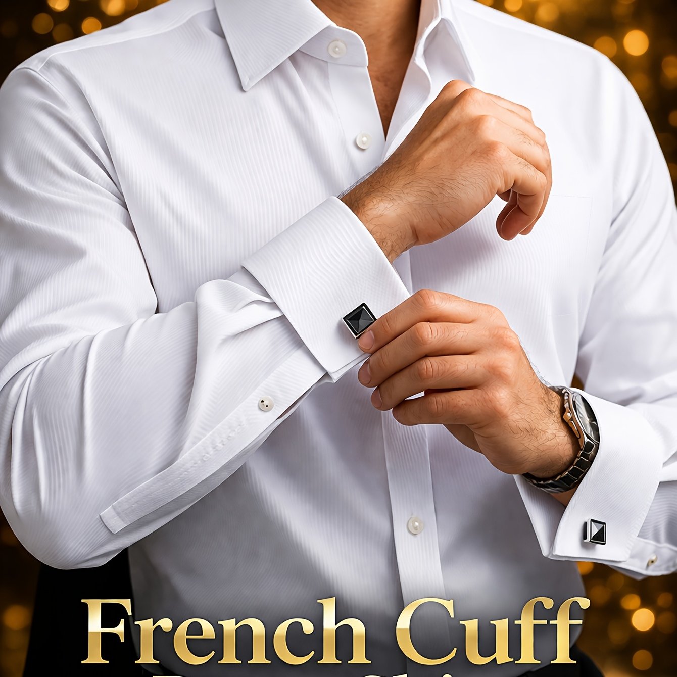 Men's French Cuff Dress Shirts For Men Long Sleeve Business Formal Wedding Tuxedo Shirt Breathable With Free Random Cufflinks