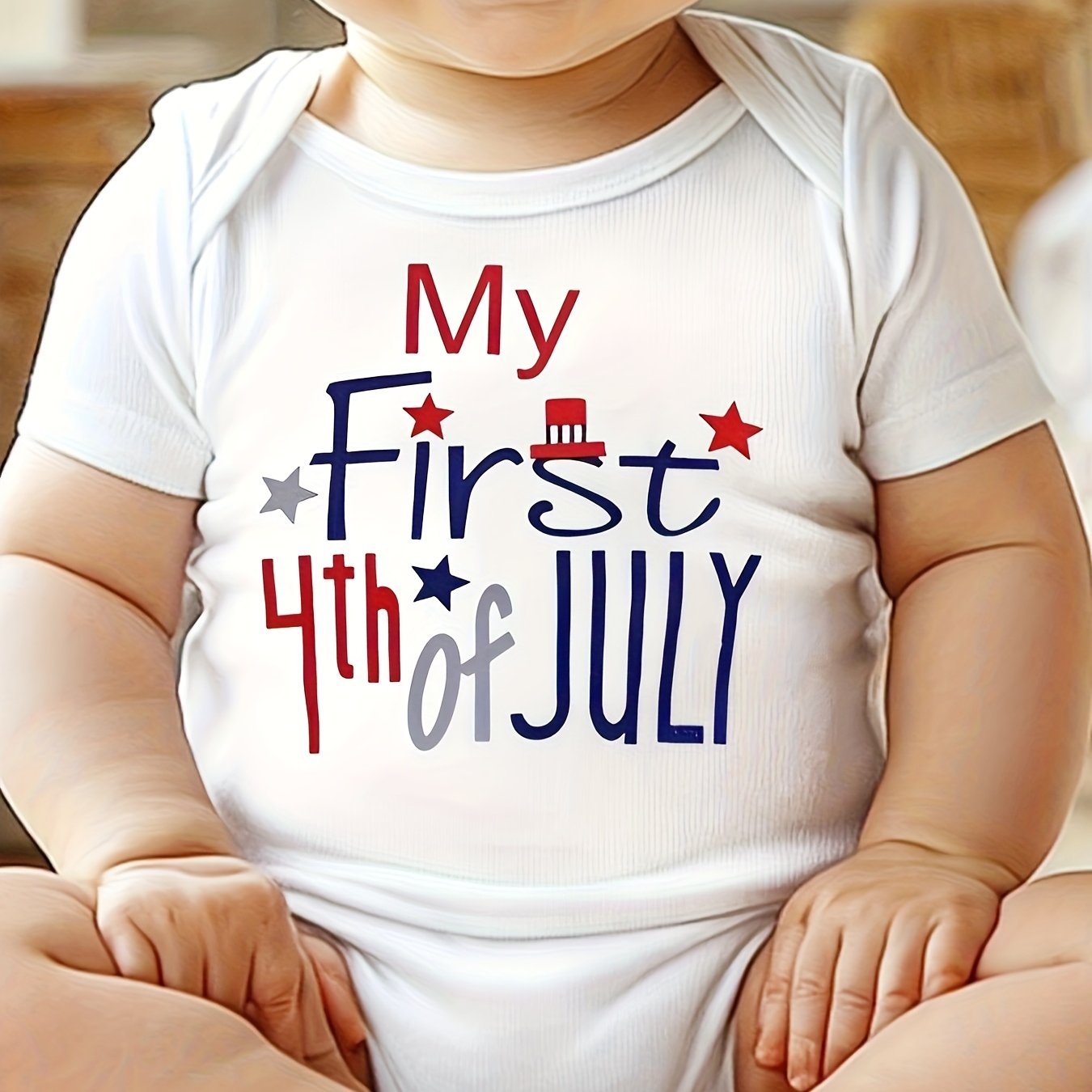 TEMU Only 1pc T-shirt, , Newborn Baby Bodysuit, American Flag Summer Romper, , And Casual Short Sleeve Crew Neck Cotton, Baby Girls And Boys Clothing, Outdoor