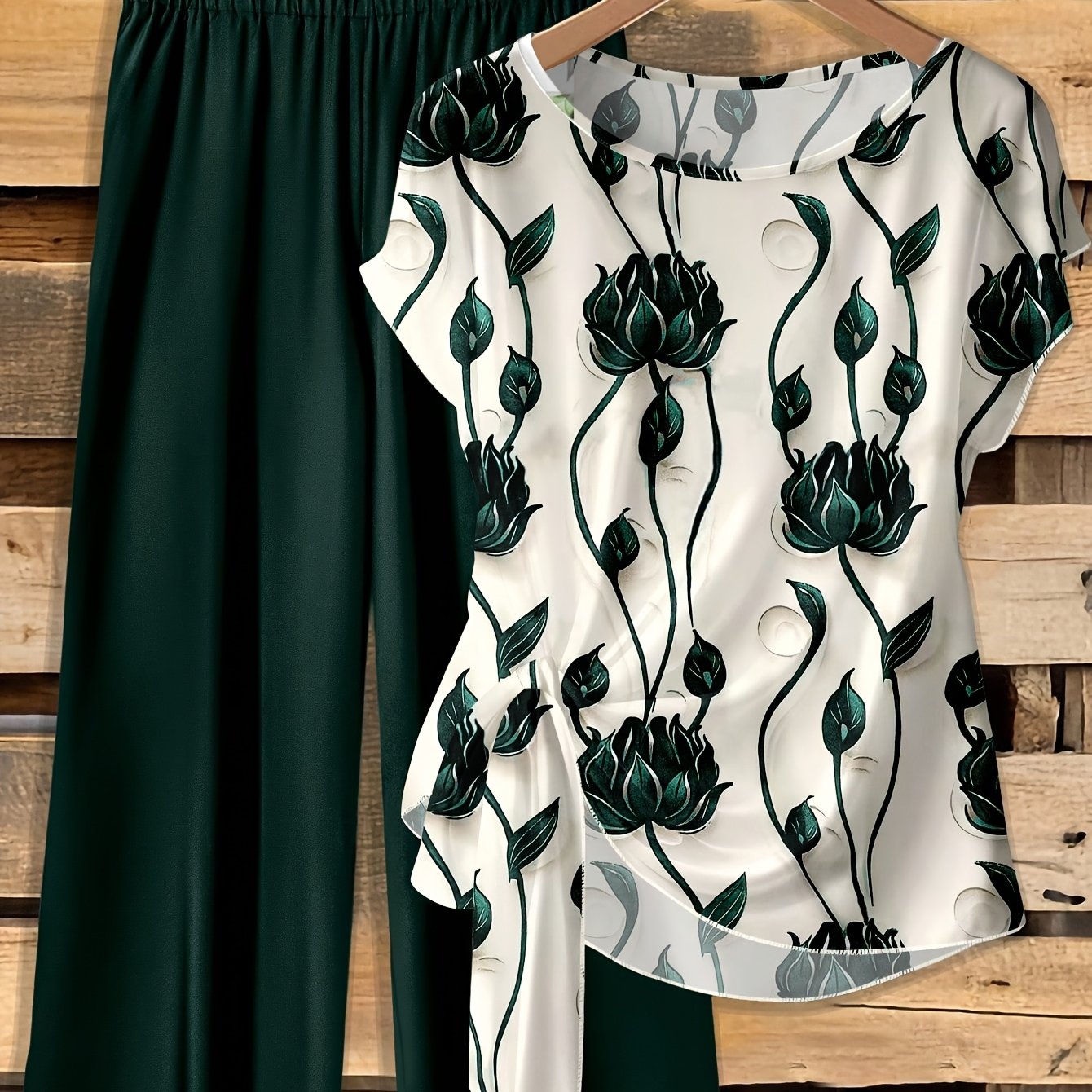 TEMU Women's Fashion Casual Popular Floral Print Pants Set