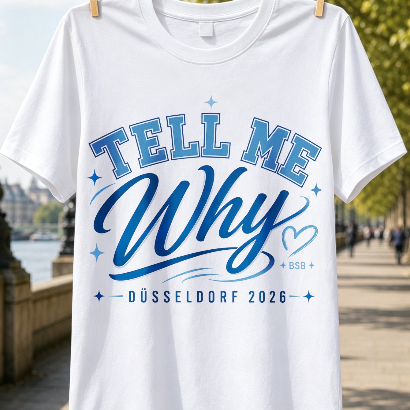 Image of Me Why 2026 Bsb Retro Pop T-shirt - Blue Varsity Script With Heart Sparkles & Bsb Print, Loose Fit Unisex Casual Tee Suitable For Themed Events And Casual Attire