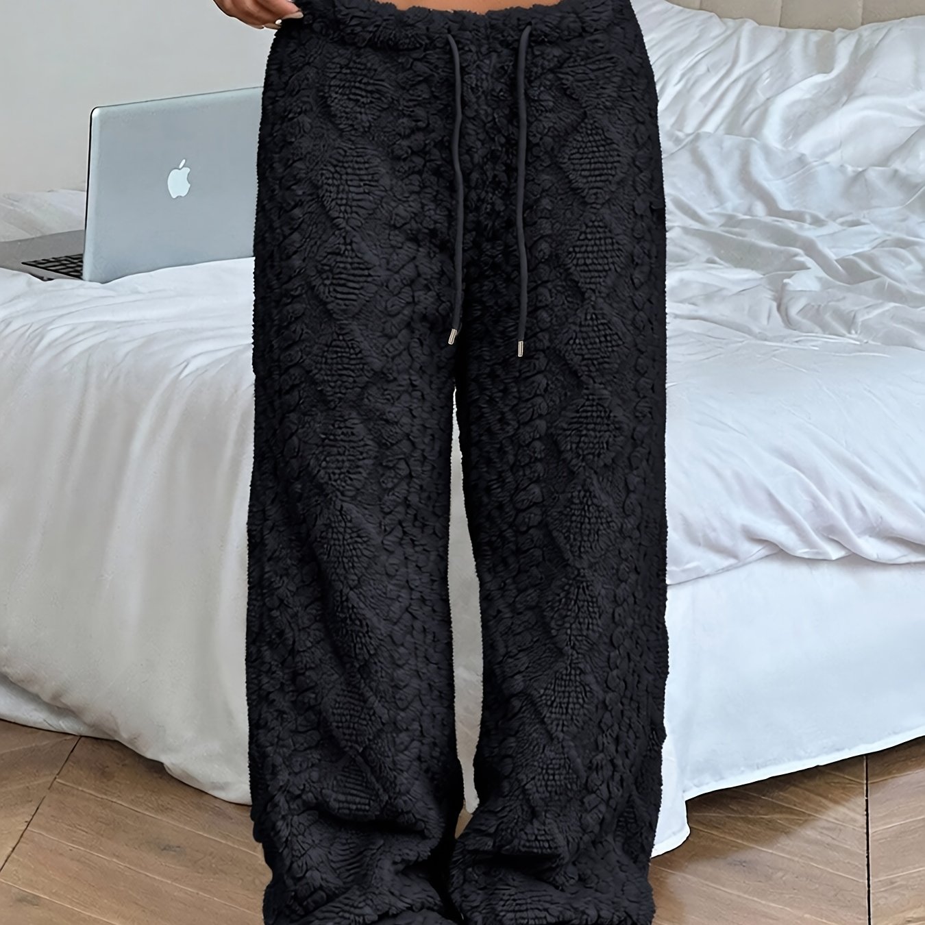 TEMU Pantalon d'hiver thermique pour femme - Pantalon en peluche de couleur unie adapté aux quotidiens, pantalon lavable en machine avec chaleur,