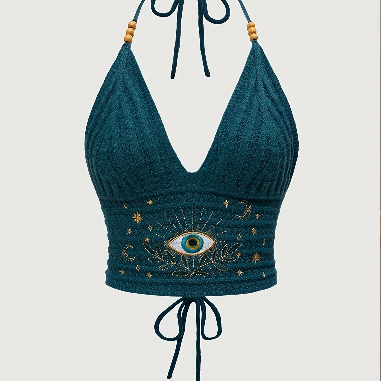 New Women's Ethnic Style Textured Brocade Embroidery Design Halter Neck Vest