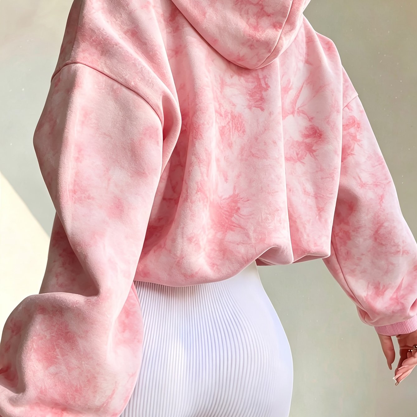 TEMU New Autumn/winter Tie-dye Hooded Sweatshirt For Women, Loose Oversized Winter Lazy Style Casual Pullover Drawstring Hoodie, Women's Clothing