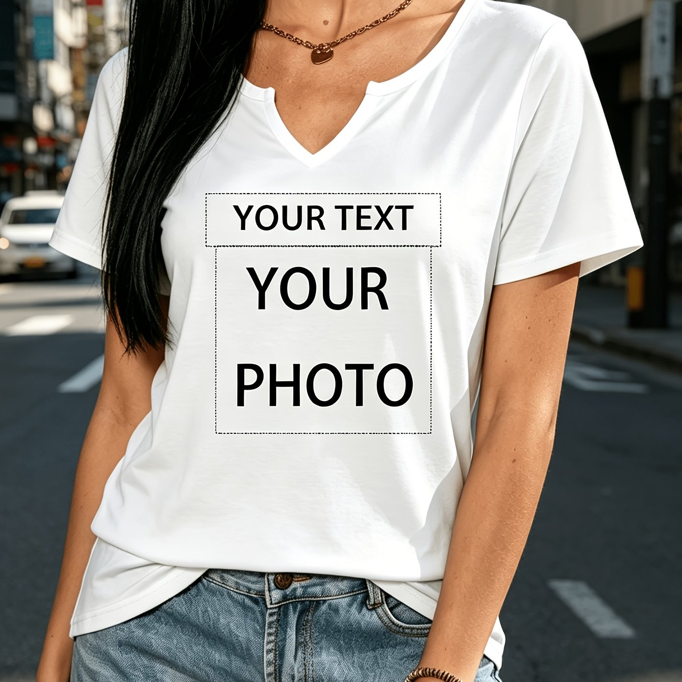TEMU Personalized Custom Women's Top For Spring/summer/autumn, Customizable With Images & Text, Design Your T-shirt, Ideal For Birthdays, Festivals,