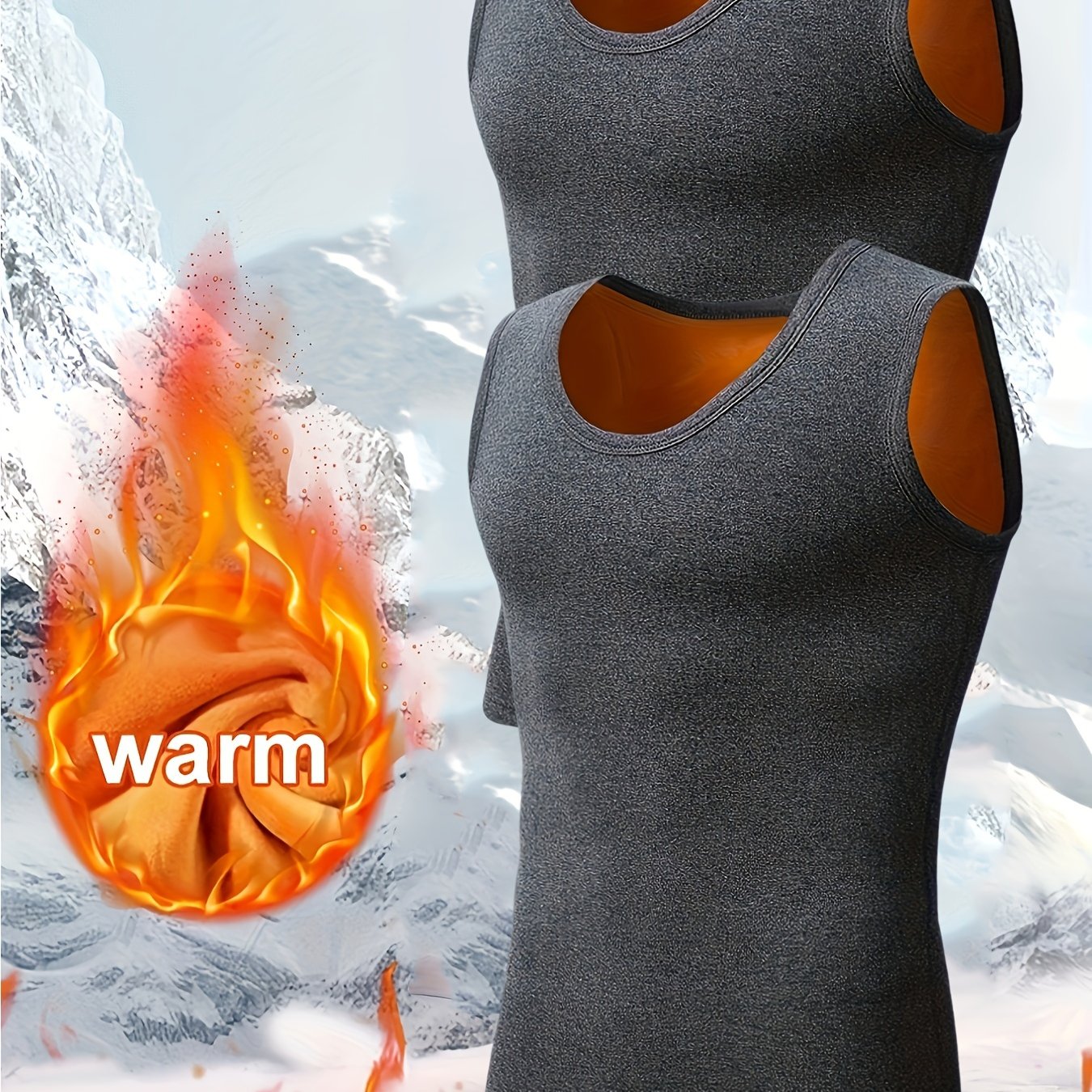 2pcs Autumn/winter Men's Thickened -lined Thermal Body-hugging Athletic Vest, Warm And Windproof Golden Vest For Outdoor Cold Weather Protection