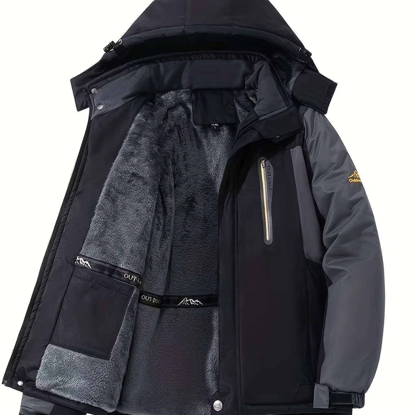 Large Size Men's Outdoor Stylish Thermal Jacket, Plus Size