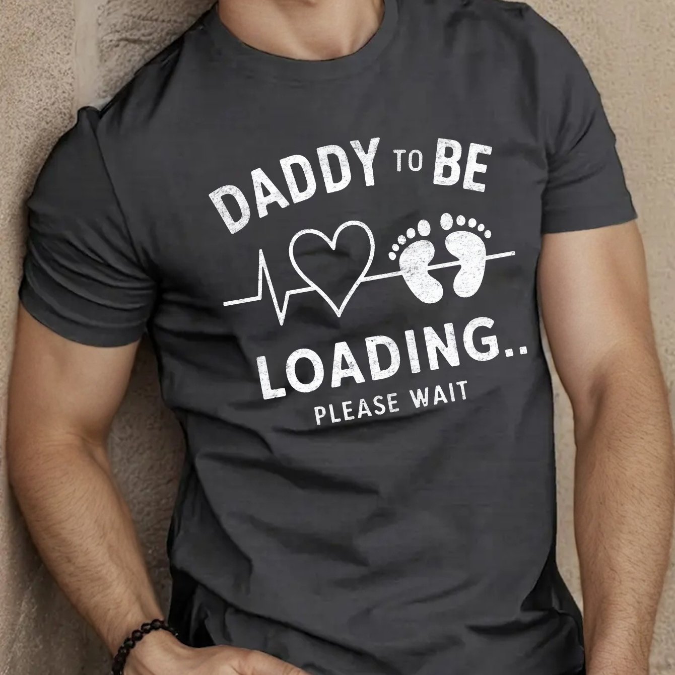 TEMU Daddy To Be With Heartbeat Men's Short Sleeve T-shirt Summer T-shirt Top