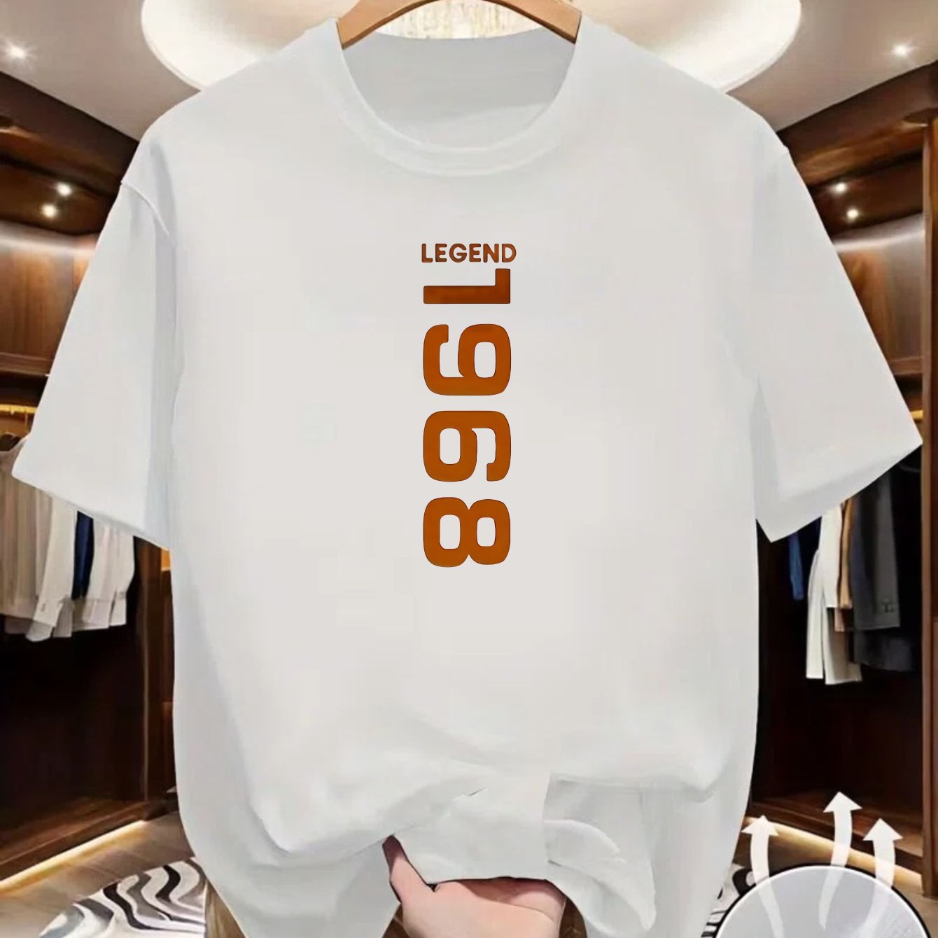 TEMU Men' Legend 1968 Vintage T-shirt - Retro Round Neck Casual Summer Tee With Iconic Print, Suitable For Casual Attire & Nostalgic Style, Hand