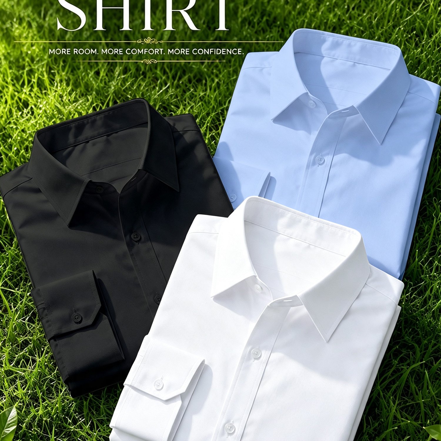 Image of 1pc Men's Stretch Shirt, Business Formal Plus-size Shirt, Versatile Commuter Shirt, Breathable And Not Stuffy, Outdoor Sports Golf Stretch Shirt, Plus Size