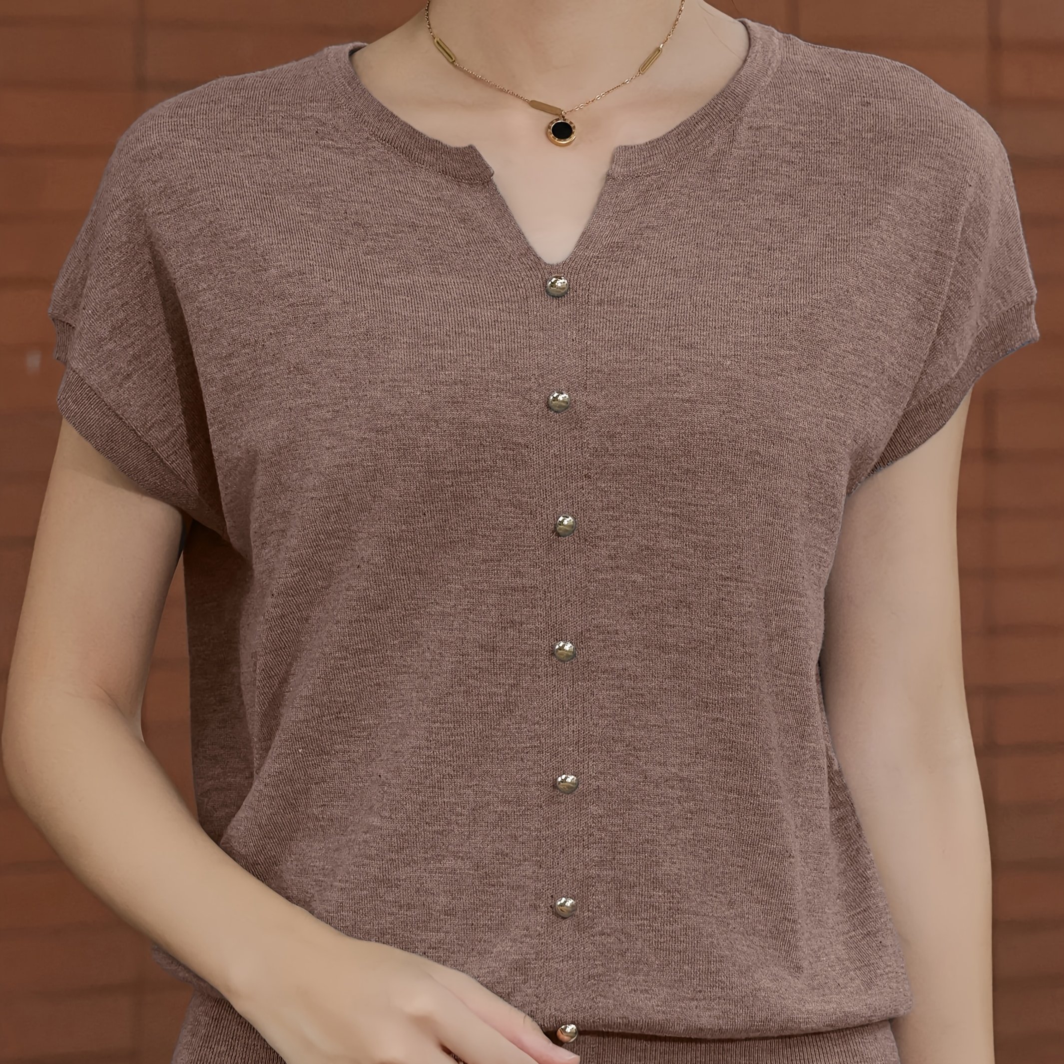 E-shop Eleganter Casual Vielseitiger Batwing-Ärmel Perlenbesetzter Muschelkragen Damenpullover