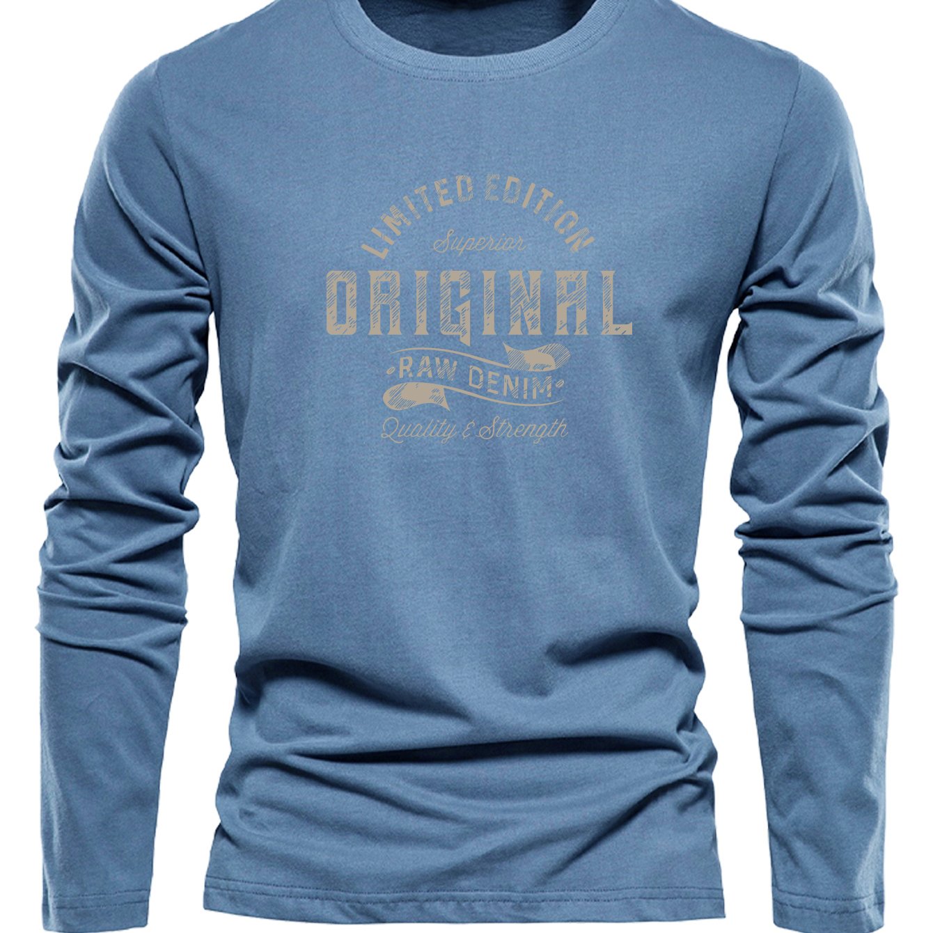 Image of Men's 100% Cotton T-shirt, Fashion Casual Crew Neck Top With Print Design, Spring/autumn Style, Comfortable And Versatile For Outdoor Leisure, Sports, And Commuting