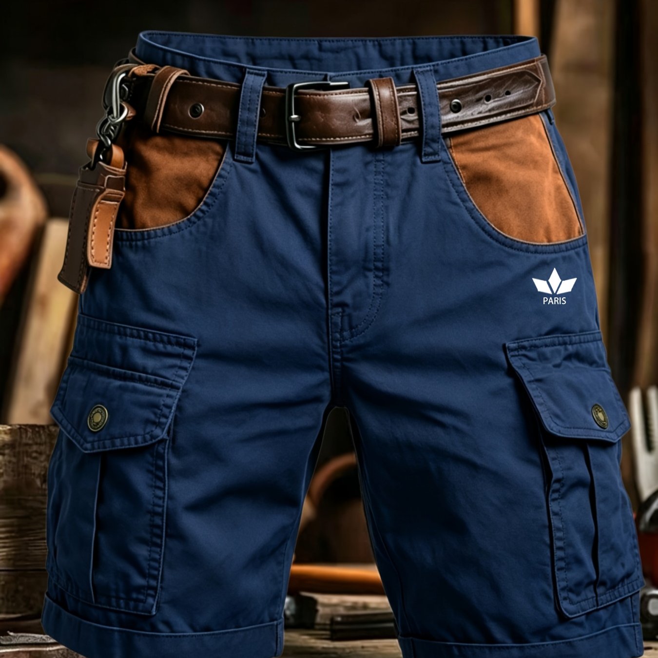 100% New Style Summer Fashion Men's Color-block Cargo Shorts Casual Multi-pocket Jogging Commuter Shorts