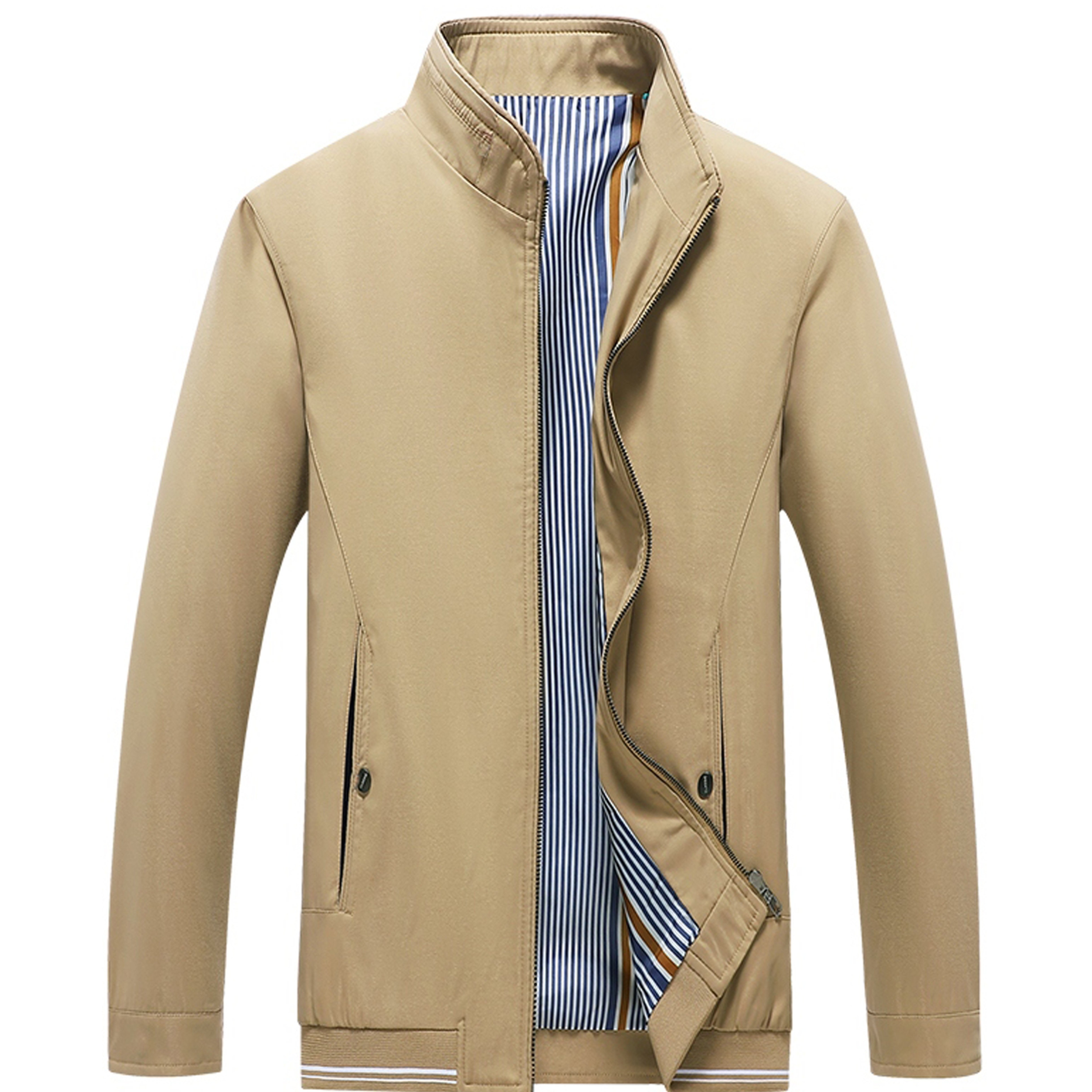 Image of Men's Long-sleeve Jacket Featuring A Collar, Stylish And Relaxed Fit, With Outfits During Spring And Fall, Ideal For Outdoor Casual Wear