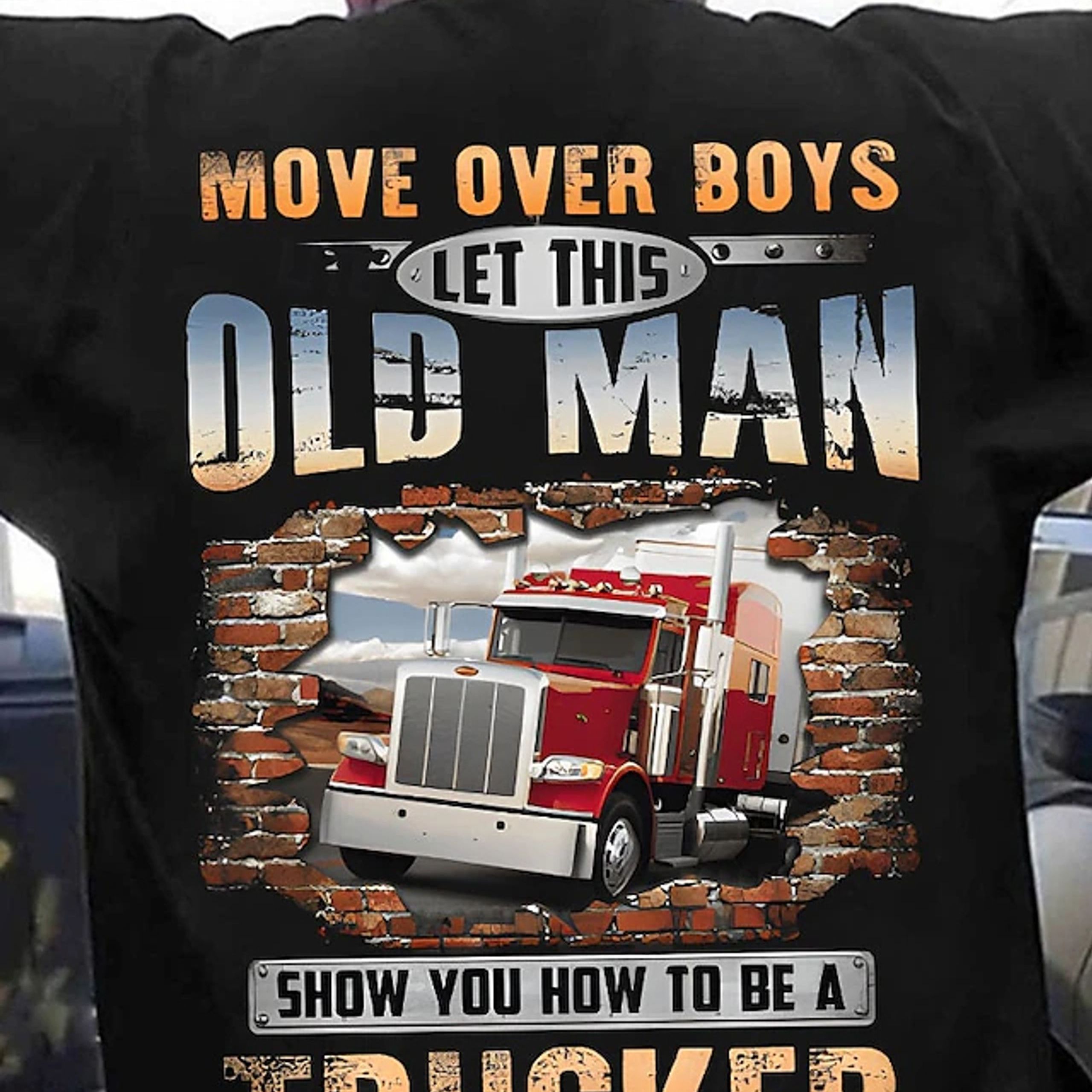 TEMU Men's Graphic T-shirt - Boys Let This Old For Man How Trucker Tee - Vintage Semi-truck Backwards Graphic - Loose Fit Casual Shirt For Truck