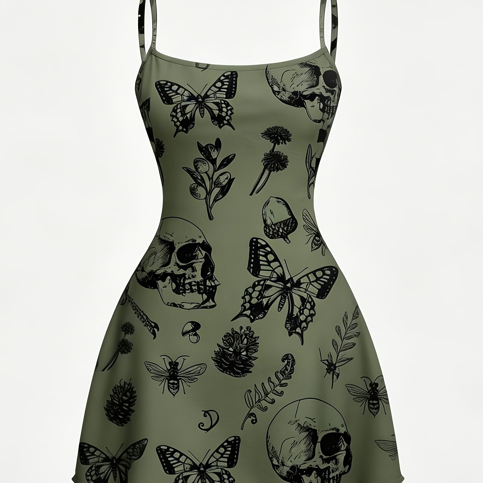 TEMU Women's Skull Print Fashion Commuter Adjustable Beautiful Cami Dress