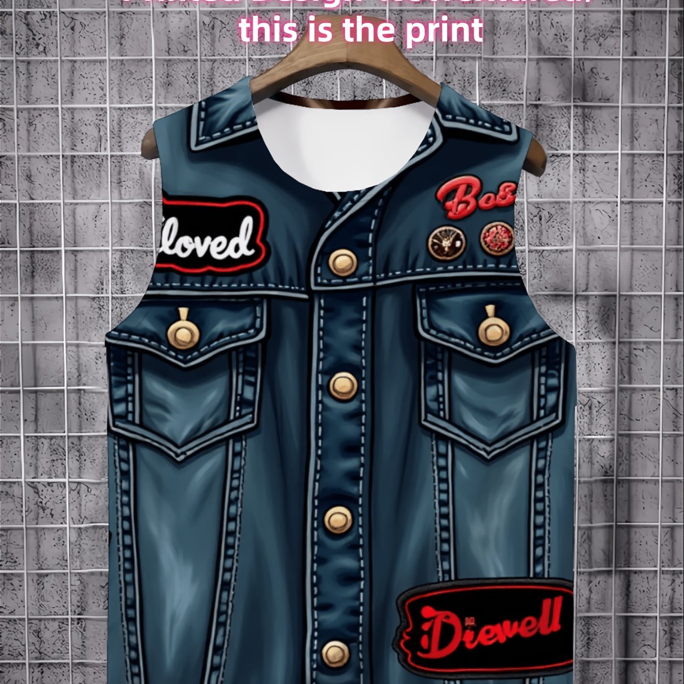TEMU Printed Design â No Texture/embroidery/sequin Embellishment, No Accessories, Non-denim, Men's Casual Sleeveless T-shirt, Men's Graphic