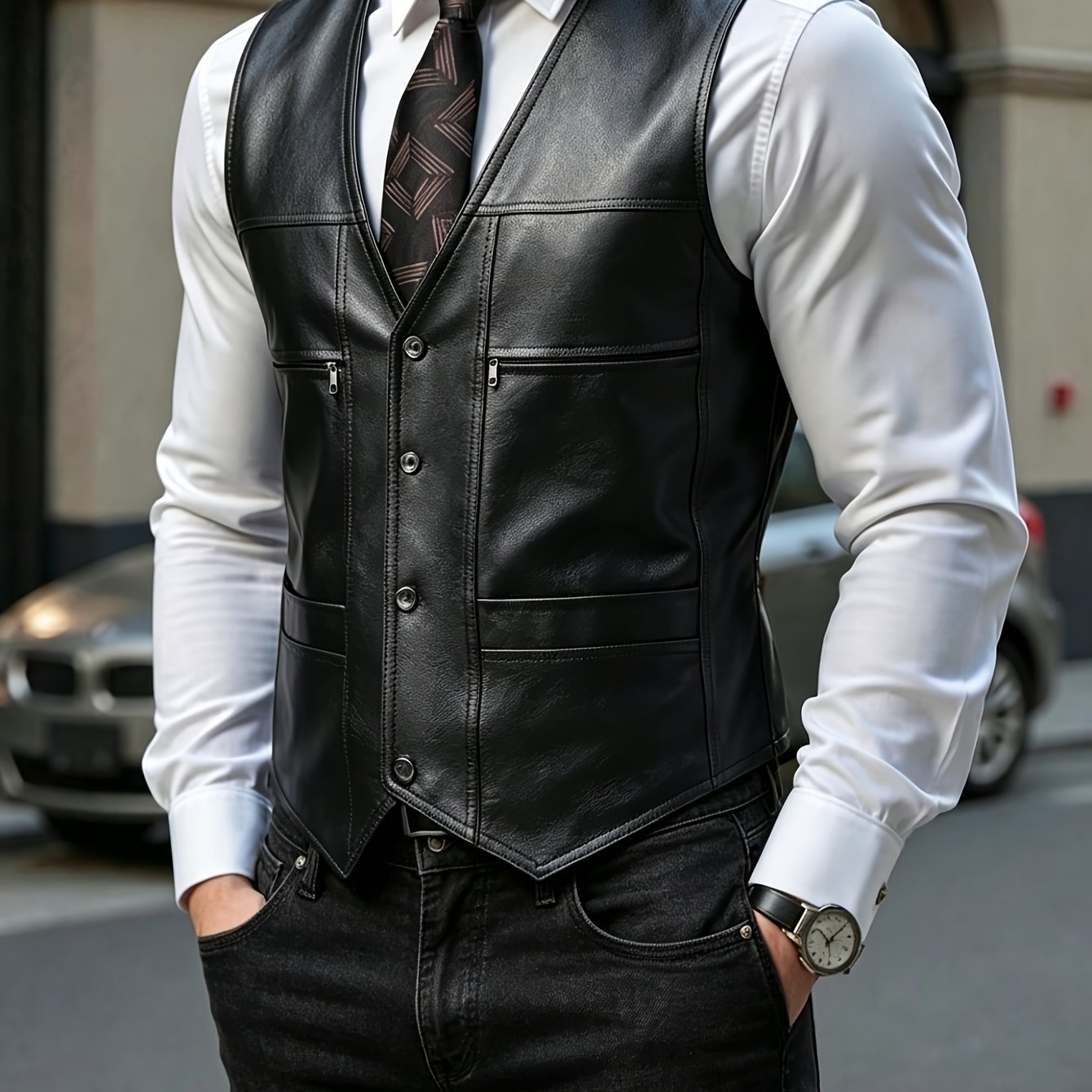 TEMU Men's Lightweight Business Fleece Vest, Multi-, Winter Warm Layering, Ideal Husband Father Gift, Men's Gilet