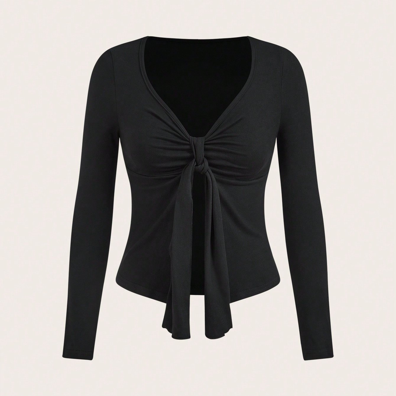TEMU Autumn Fashion Elegant Versatile Trendy Women's Half-cardigan Long-sleeve T-shirt