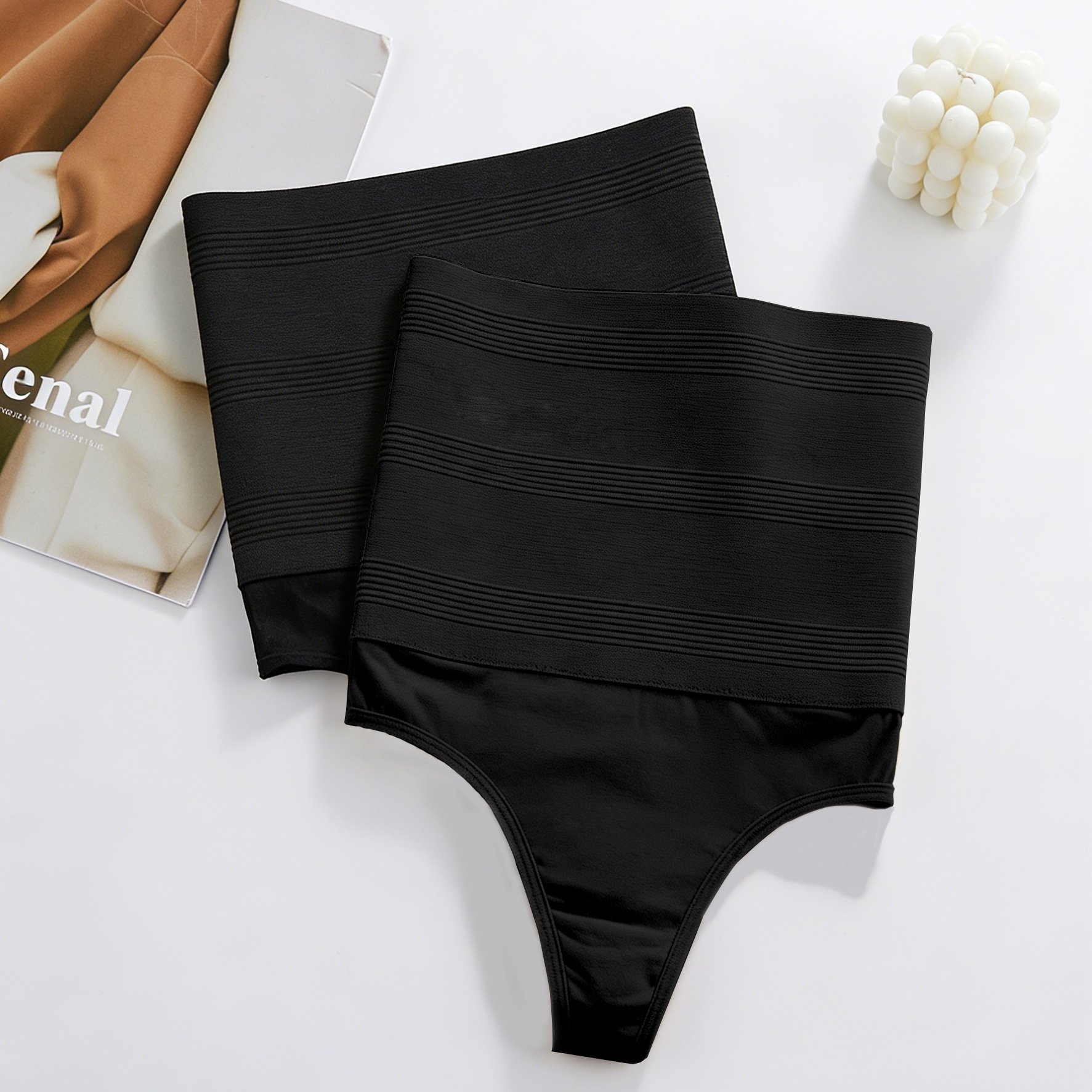 2pcs Tummy Control Thong Shapewear For Women High Waist Shaping Underwear Seamless Body Shaper Panties Girdle
