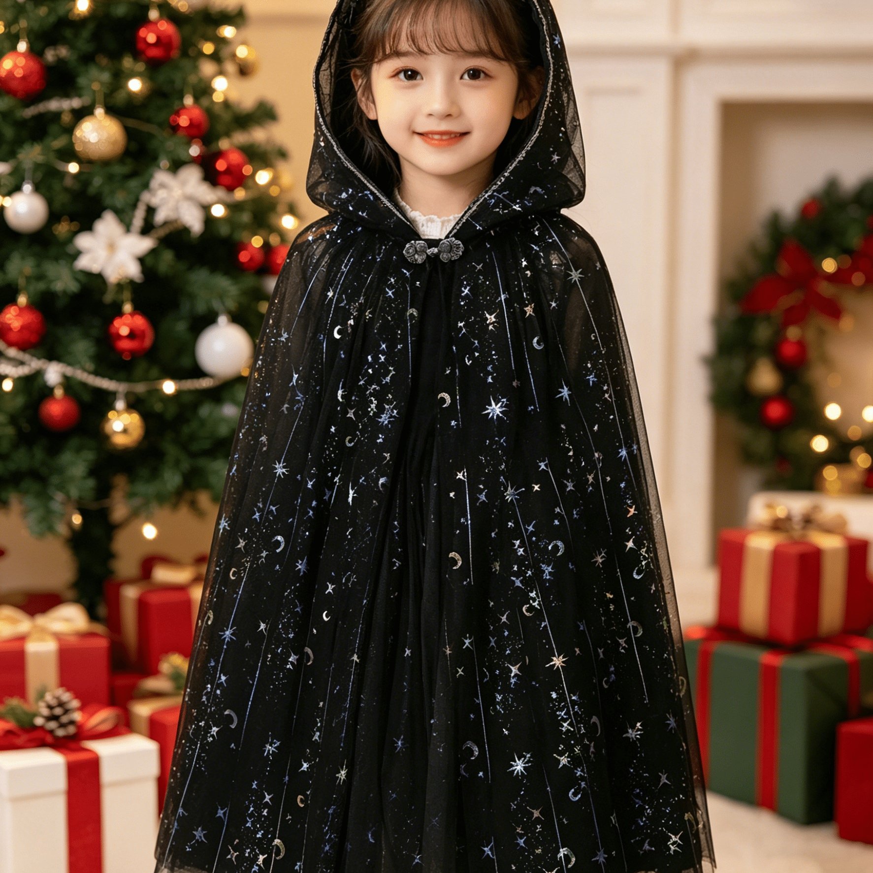 TEMU Halloween Princess Cape, Christmas Cape With Hood, Performance Costume Prop. Suitable For Holiday Performances Such As Easter, And Used As A